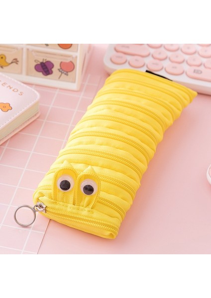Sarı Stil Yaratıcı Tırtıl Fermuarlı Kalem Kutusu Okul Kırtasiye Saklama Çantası Çocuklar Için Sevimli Kalemlik Öğrenci Kalem Kutusu Kawaii Kalem Çantaları (Yurt Dışından)