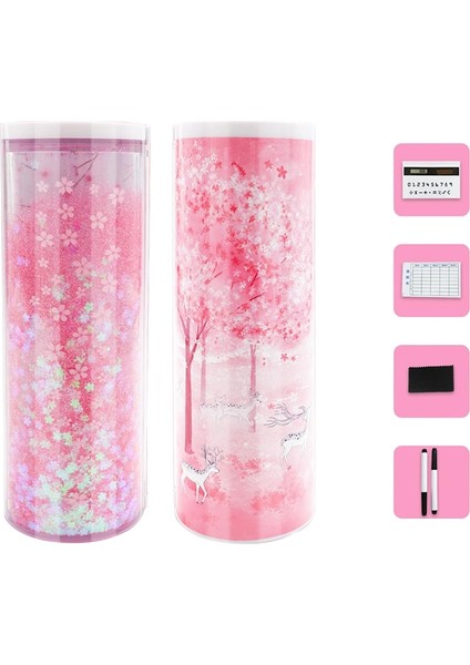 Bordo Tarzı Kalem Kutusu Güneş Hesap Makinesi Manyetik Anahtarı ile Yaratıcı Beyaz Tahta Kawaii Karikatür Kalem Kutusu Okul Yazma Kutusu Aksesuarları (Yurt Dışından)