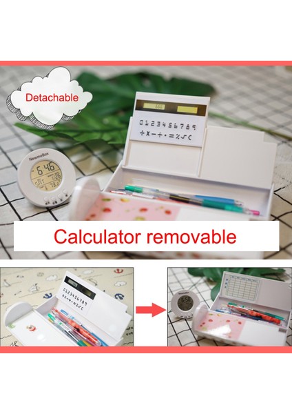 Bordo Tarzı Kalem Kutusu Güneş Hesap Makinesi Manyetik Anahtarı ile Yaratıcı Beyaz Tahta Kawaii Karikatür Kalem Kutusu Okul Yazma Kutusu Aksesuarları (Yurt Dışından) modelleri