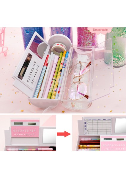 Bordo Tarzı Kalem Kutusu Güneş Hesap Makinesi Manyetik Anahtarı ile Yaratıcı Beyaz Tahta Kawaii Karikatür Kalem Kutusu Okul Yazma Kutusu Aksesuarları (Yurt Dışından) fırsatları