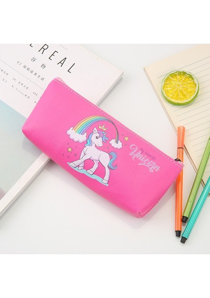 Gül Kırmızı Stili 1 Adet Kawaii Sevimli Unicorn Kalem Kutusu Çocuklar Için Büyük Pu Kalem Çantası Kılıfı Hediye Okula Dönüş Kırtasiye Okul Malzemeleri Estuches (Yurt Dışından)