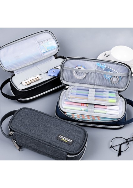 Siyah Stil Kalem Kutuları Büyük Okul Çantaları Erkek Çocuklar Için Kese Estuche Trousse Scolaire Estojo Escolar Etui Astuccio Kılıf Ofis Malzemeleri Kalemlik (Yurt Dışından) fiyatları