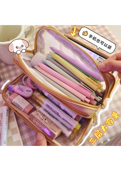 Büyük Su Geçirmez Şeffaf Kalem Kutusu Pvc Kırtasiye Hediye Kız Öğrenciler Kalem Çantası Kawaii Makyaj Kozmetik Çantası Seyahat Çantaları (Yurt Dışından) fırsatları