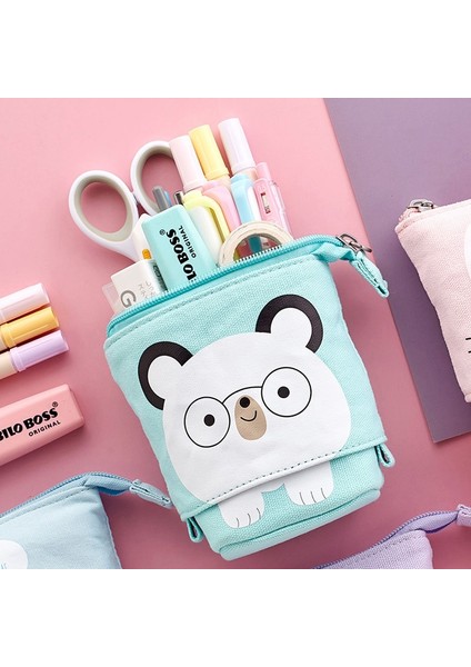 Siyah Ekose Tarzı Sevimli Tuval Esnek Kalem Kutusu Kawaii Büyük Kapasiteli Okul Öğrenci Malzemeleri Kalem Çantası Kırtasiye Hediye Organizatör Tutucu Kutusu (Yurt Dışından) indirimleri