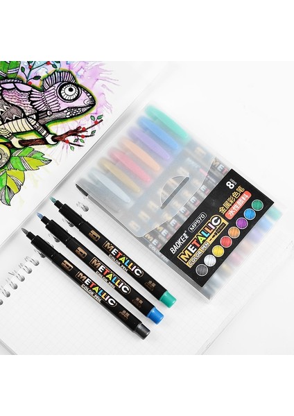 8 Renk Seti Stili 8 Renk Metalik Grafiti Işaretleyiciler Set Fosforlu Kalemler Boya Kalemleri Craftwork Çizim Işaretleyici Sanat Kawaii Kırtasiye Öğrenci Malzemeleri (Yurt Dışından) modelleri