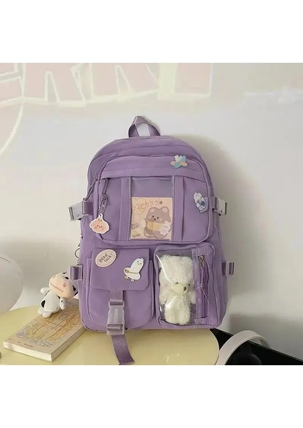 Popüler Pembe Mor Renkli Kız Lise Öğrenci Sırt Çantaları (Yurt Dışından) modelleri