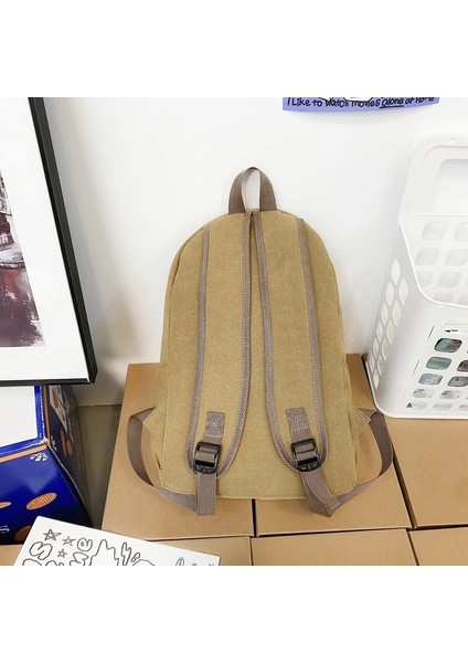 Katı Siyah Kanvas Sırt Çantaları Pamuk Eğlence Veya Seyahat Çantaları Unisex Büyük Kapasiteli Paketler Moda Okul Çantaları (Yurt Dışından)