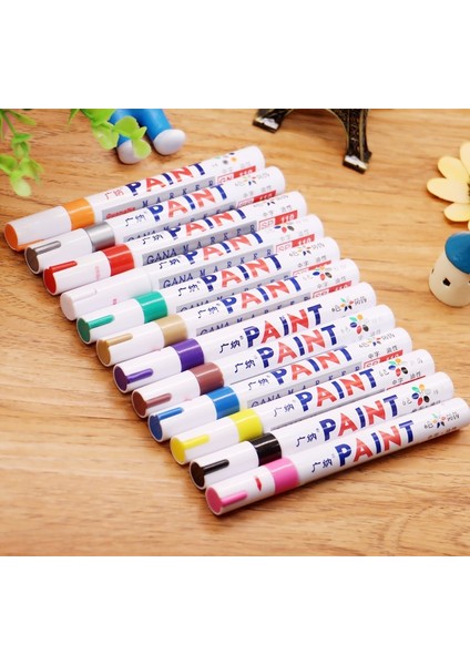 ve Stil 12 Renk Su Geçirmez Araba Lastiği Lastik Sırtı CD Metal Kalıcı Boya Marker Graffti Yağlı Marker Macador Caneta Kırtasiye (Yurt Dışından)