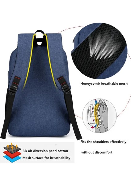 USB Şarjlı Su Geçirmez Sırt Çantası Erkekler Şık Kolej Okul Çantaları Klasik Dizüstü Bilgisayar Sırt Çantaları Erkekler Için Hafif 15.6 "dizüstü Bilgisayar Çantası (Yurt Dışından)