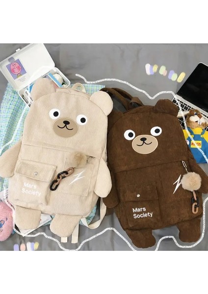 Kadın Kadife Kumaş Sırt Çantası Sevimli Ayı Çok Cepli Tasarım Kız Büyük Kapasiteli Bez Çantalar Moda Öğrenciler Seyahat Çantası (Yurt Dışından) modelleri