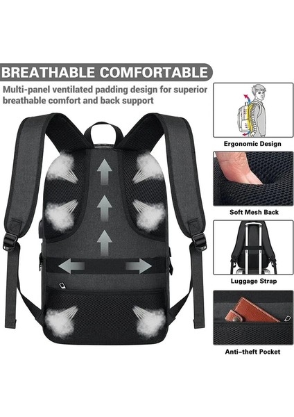 USB Şarjlı Laptop Sırt Çantası Çok Fonksiyonlu Iş Sırt Çantası Kamp Seyahat Su Geçirmez Büyük Kapasiteli Sırt Çantası Okul Çantası (Yurt Dışından) fiyatları