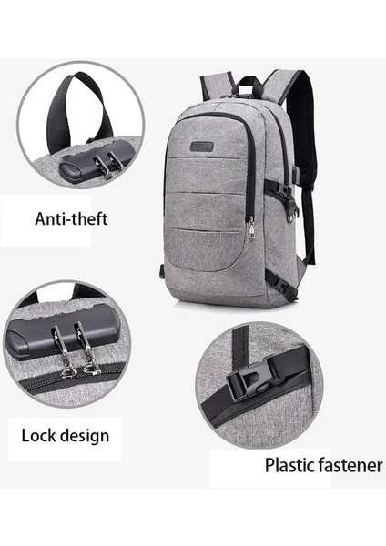 USB Şarjlı Laptop Sırt Çantası Çok Fonksiyonlu Iş Sırt Çantası Kamp Seyahat Su Geçirmez Büyük Kapasiteli Sırt Çantası Okul Çantası (Yurt Dışından) fırsatları