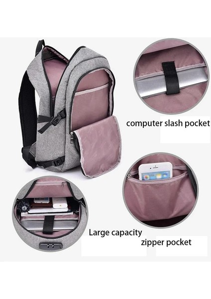 USB Şarjlı Laptop Sırt Çantası Çok Fonksiyonlu Iş Sırt Çantası Kamp Seyahat Su Geçirmez Büyük Kapasiteli Sırt Çantası Okul Çantası (Yurt Dışından) indirimleri