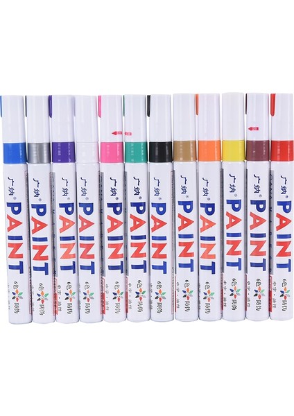 Mor Tarzı 12 Renk Su Geçirmez Araba Lastiği Lastik Sırtı CD Metal Kalıcı Boya Marker Graffti Yağlı Marker Kalem Kırtasiye (Yurt Dışından)