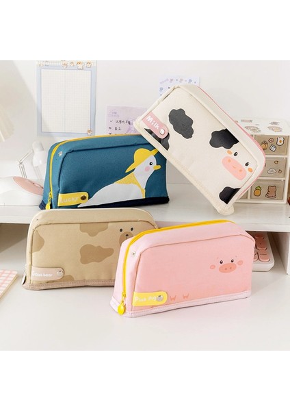Domuz Stili Kawaii Kalem Kutusu Büyük Okul Malzemeleri Kalem Çantaları Katlanabilir Serin Kalem Kutusu Sevimli Hayvanlar Trousse Scolaire Okul Kalem Kutuları (Yurt Dışından)