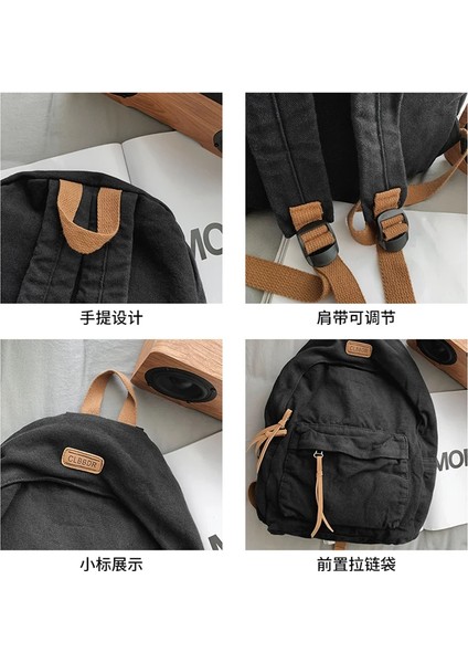 Unisex Pamuk Sırt Çantaları Düz Renk Okul Çantaları Büyük Kapasiteli Clouth Eğlence Veya Seyahat Çantaları Tembel Tarzı El Çantaları (Yurt Dışından) fırsatları