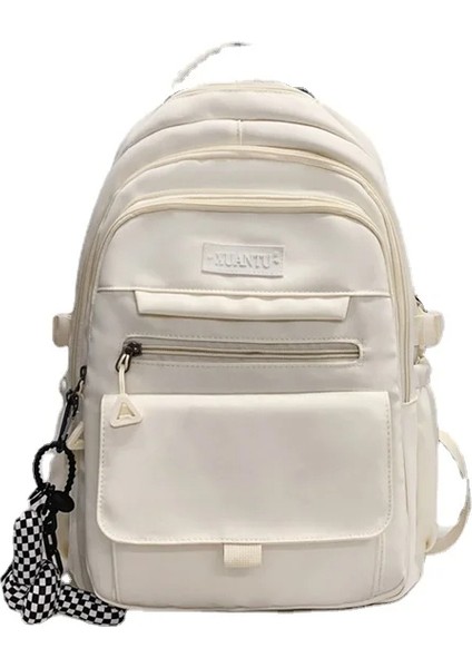 Personalit Naylon Sırt Çantası Öğrenci Için Düz Renk Okul Çantası Genç Büyük Kapasiteli Seyahat Sırt Çantası Kanvas Kitap Çantası (Yurt Dışından)