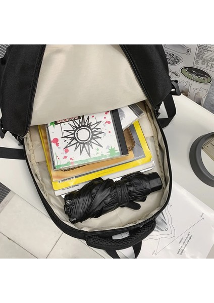 Personalit Naylon Sırt Çantası Öğrenci Için Düz Renk Okul Çantası Genç Büyük Kapasiteli Seyahat Sırt Çantası Kanvas Kitap Çantası (Yurt Dışından) fiyatları