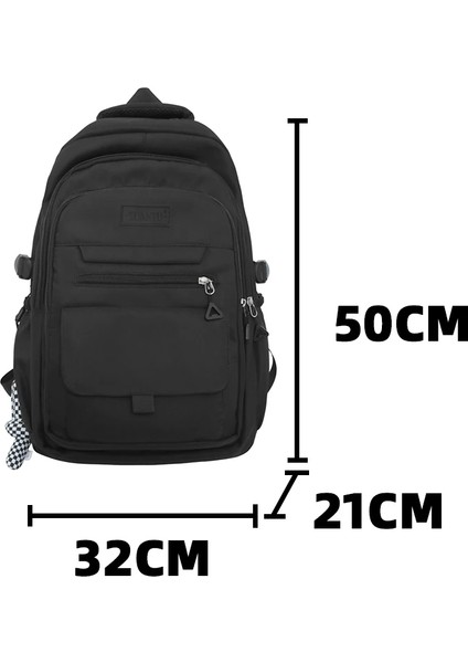 Personalit Naylon Sırt Çantası Öğrenci Için Düz Renk Okul Çantası Genç Büyük Kapasiteli Seyahat Sırt Çantası Kanvas Kitap Çantası (Yurt Dışından) modelleri