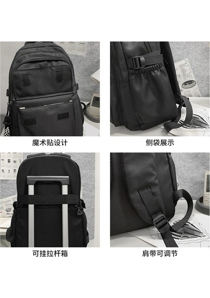 Personalit Naylon Sırt Çantası Öğrenci Için Düz Renk Okul Çantası Genç Büyük Kapasiteli Seyahat Sırt Çantası Kanvas Kitap Çantası (Yurt Dışından) indirimleri