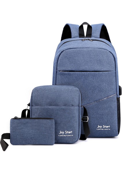 3 Adet Günlük Çanta Seti Omuz Çantalı Düz Renkli Sırt Çantası ve Uzun Kese Çok Yönlü Okul Çantası (Yurt Dışından)