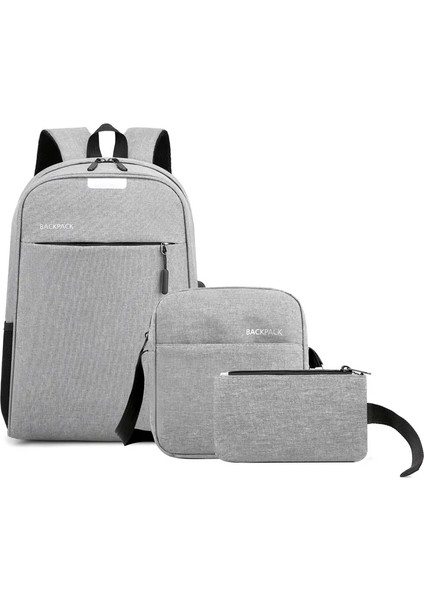 Erkekler Için 3pc Sırt Çantası Seti Yeni Moda Çok Fonksiyonlu Sırt Çantası Eğlence Iş Sırt Çantası USB Bilgisayar Çantası Öğrenci Çantası (Yurt Dışından)