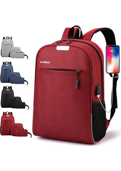 Erkekler Için 3pc Sırt Çantası Seti Yeni Moda Çok Fonksiyonlu Sırt Çantası Eğlence Iş Sırt Çantası USB Bilgisayar Çantası Öğrenci Çantası (Yurt Dışından) modelleri