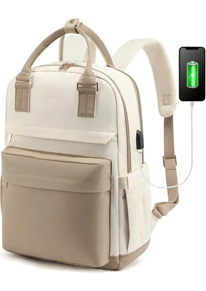 Kadınlar Için Moda Sırt Çantası Çok Fonksiyonlu Seyahat Sırt Çantaları Büyük Kapasiteli USB Dizüstü Bilgisayar Sırt Çantası Kızlar Için Hafif Okul Çantaları (Yurt Dışından)