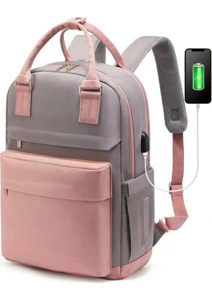 Kadınlar Için Moda Sırt Çantası Çok Fonksiyonlu Seyahat Sırt Çantaları Büyük Kapasiteli USB Dizüstü Bilgisayar Sırt Çantası Kızlar Için Hafif Okul Çantaları (Yurt Dışından)