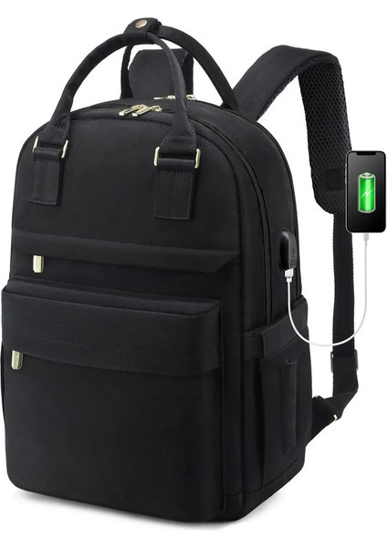 Kadınlar Için Moda Sırt Çantası Çok Fonksiyonlu Seyahat Sırt Çantaları Büyük Kapasiteli USB Dizüstü Bilgisayar Sırt Çantası Kızlar Için Hafif Okul Çantaları (Yurt Dışından)