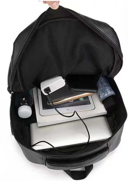 Vintage USB Şarj Pu Deri Sırt Çantası Erkekler Büyük Kapasiteli Okul Çantaları Genç Sırt Çantaları Seyahat Için Çok Fonksiyonlu Laptop Çantası (Yurt Dışından) fırsatları