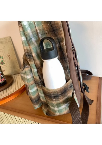 Kadınlar Için Kış Yünlü Kumaş Sırt Çantaları Ingiltere Tarzı Genç Kızlar Için Ekose Okul Çantaları Büyük Çantalar (Yurt Dışından) fırsatları