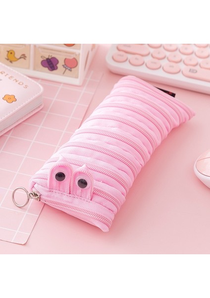Pembe Tarzı Yaratıcı Tırtıl Fermuarlı Kalem Kutusu Okul Kırtasiye Saklama Çantası Çocuklar Için Sevimli Kalemlik Öğrenci Kalem Kutusu Kawaii Kalem Çantaları (Yurt Dışından)