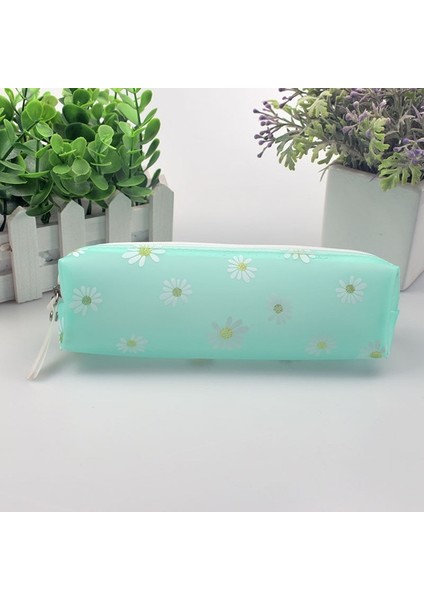 Ayık Mavi Renk Stili Çiçek Silika Jel Siyah Kalem Çantası Okul Kızlar Için Pencilcases Öğrenci Kırtasiye Kılıfı Sevimli Kalem Kutusu Ofis Malzemeleri (Yurt Dışından)