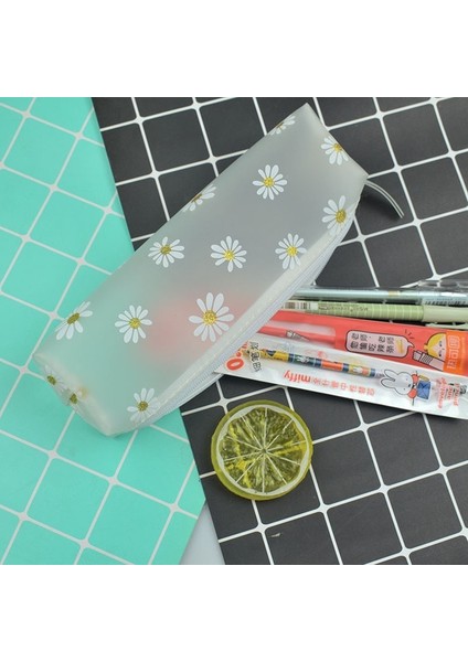 Ayık Mavi Renk Stili Çiçek Silika Jel Siyah Kalem Çantası Okul Kızlar Için Pencilcases Öğrenci Kırtasiye Kılıfı Sevimli Kalem Kutusu Ofis Malzemeleri (Yurt Dışından) modelleri