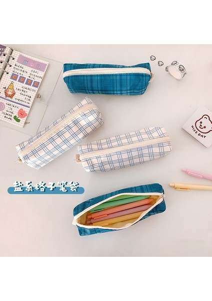 No.1 Tarzı Basit California Kız Izgara Çizgileri Pamuk Kalem Çantası Kore Kırtasiye Kalem Kutusu Torbalar Fountaool Ofis Malzemeleri (Yurt Dışından) modelleri