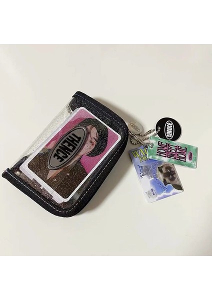 Şeffaf Stil Kore Lazer Şeffaf Kozmetik Çantası Ins Tarzı Amerikan Retro Kırtasiye Saklama Çantası Bozuk Para Cüzdanı Kart Sahibinin Kımlık Çantası Mor (Yurt Dışından) fiyatları