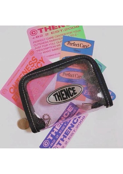 Şeffaf Stil Kore Lazer Şeffaf Kozmetik Çantası Ins Tarzı Amerikan Retro Kırtasiye Saklama Çantası Bozuk Para Cüzdanı Kart Sahibinin Kımlık Çantası Mor (Yurt Dışından) fırsatları