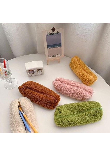 D Stili Çok Renkli Lambswool Kalem Kılıfı Peluş Kalem Kutusu Kawaii Up Fermuarlı Okul Çantası Organizatör Kılıfı Malzemeleri Ofis Sevimli Cosm Yapmak (Yurt Dışından)