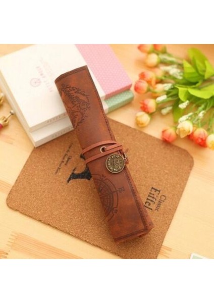 No.1 Tarzı Avrupa Retro Hazine Haritası Kalem Kutusu Eski Rulo Kalem Kutusu Kutuları Kozmetik Çantası Kawaii Kırtasiye Hediye Okul Malzemeleri (Yurt Dışından) fiyatları