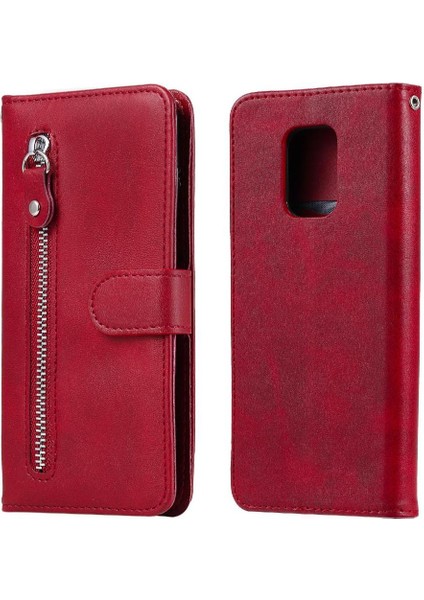 Xiaomi Redmi Not 9s Için Kılıf Deri Fermuar Koruyucu Kapak Kart Yuvası (Yurt Dışından)