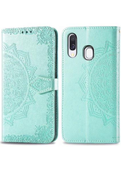 Samsung A40 Flip Kapak Zarif Desen Basit Iş Deri (Yurt Dışından)