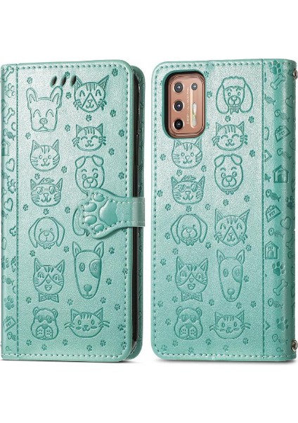 Moto G9 Artı Kısa Kayış Kapak Kapak Karikatür Hayvanlar Deri Kılıf (Yurt Dışından) fiyatları