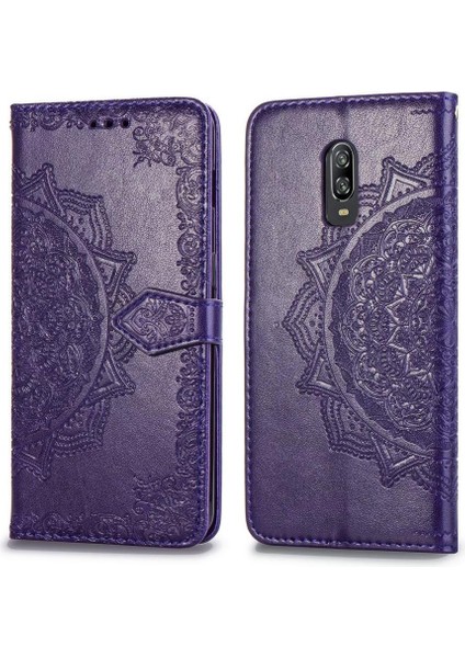 Oneplus 6t Darbeye Zarif Desen Deri Kılıf Kapak Çevirin (Yurt Dışından)
