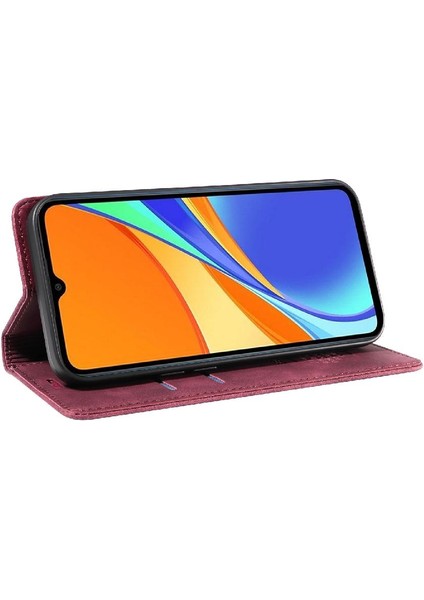 Xiaomi Redmi 9c Için Kılıf Pu Deri Manyetik Koruyucu Folyo Cüzdan (Yurt Dışından)