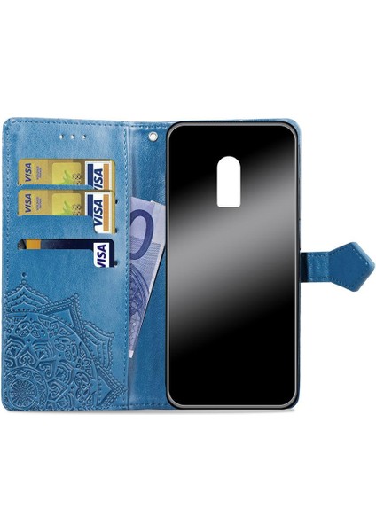 Oneplus 6t Darbeye Zarif Desen Deri Kılıf Kapak Çevirin (Yurt Dışından)