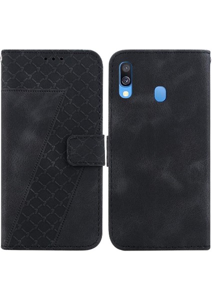 Samsung Galaxy A40 Cüzdan Kart Yuvası Fonksiyonu Için Telefon Kılıfı Kabartmalı Flip (Yurt Dışından)