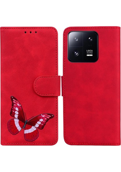 Xiaomi 13 Pro Cüzdan Için Kılıf Renk Baskılı Flip Folio Kapak Kelebek (Yurt Dışından)