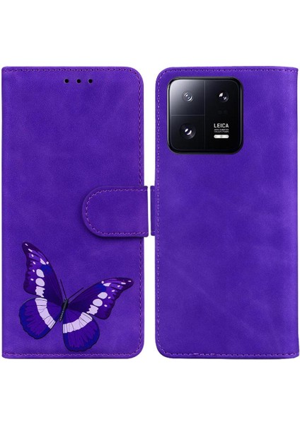 Xiaomi 13 Pro Cüzdan Için Kılıf Renk Baskılı Flip Folio Kapak Kelebek (Yurt Dışından)
