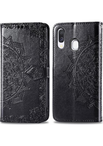 Samsung A40 Flip Kapak Zarif Desen Basit Iş Deri (Yurt Dışından)